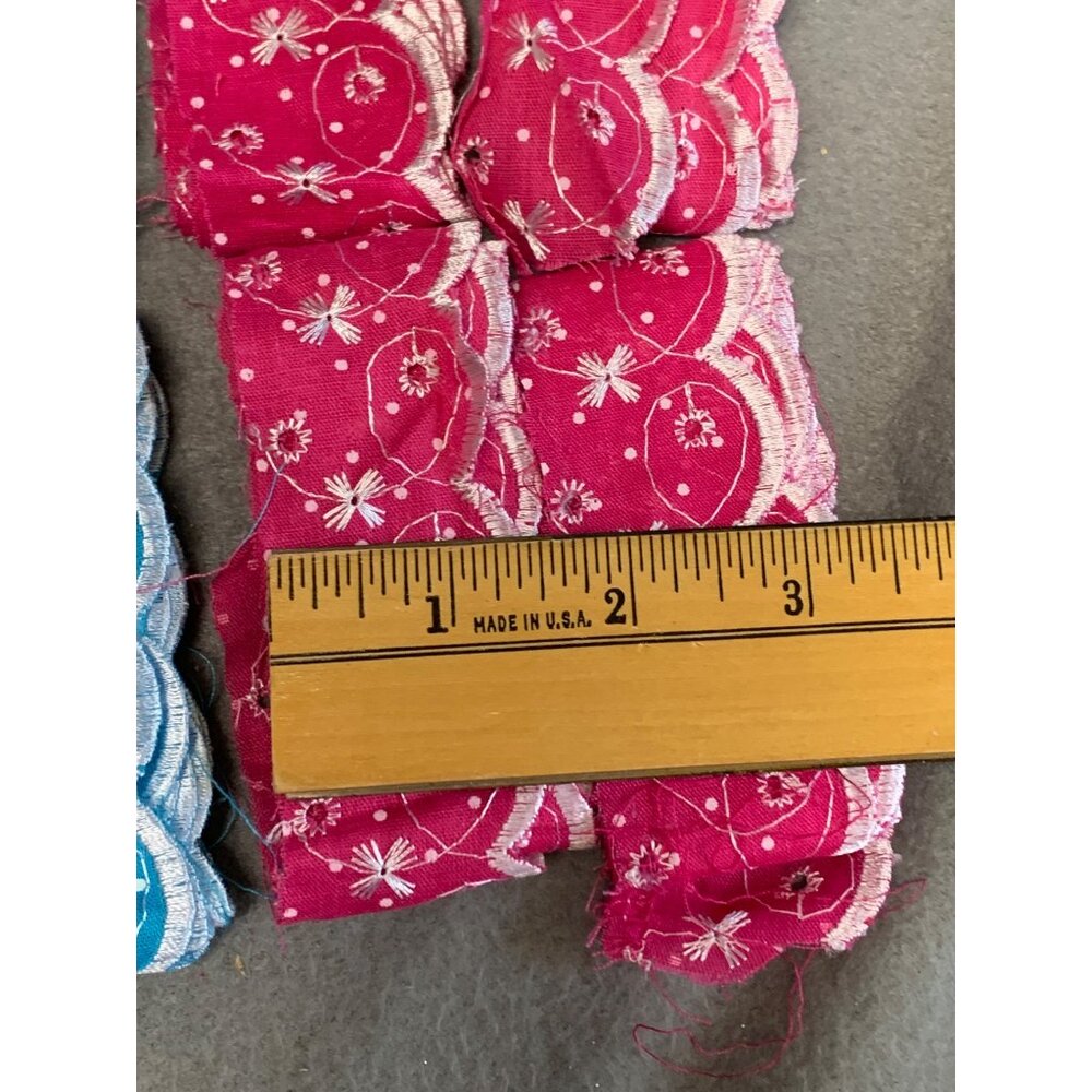 Blue & Pink Floral Eyelet Lace Trim Fabric Bundle - Picture 8 of 13